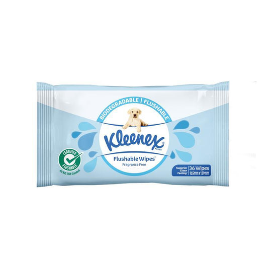 Kleenex Flushable Wipes Fragrance Free - 36 Wipes for a Superior Clean-Auzzi Store