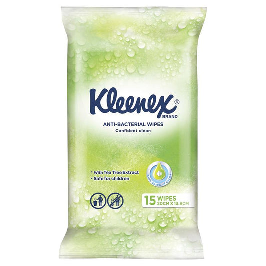 Kleenex Antibacterial Wipes - 15 Pack with Tea Tree Extract-Auzzi Store