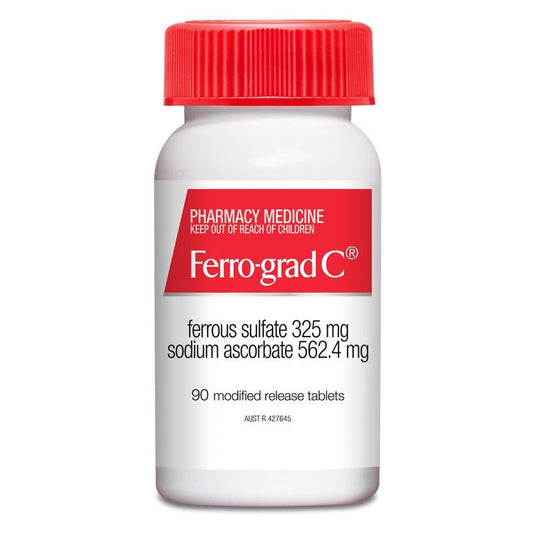 FERRO-GRAD Iron & Vitamin C 90 Tablets - Combat Fatigue & Boost Energy - Auzzistore