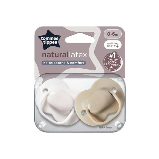 Tommee Tippee Natural Latex Cherry Soothers, BPA-Free, 0-6 Months, Pack of 2