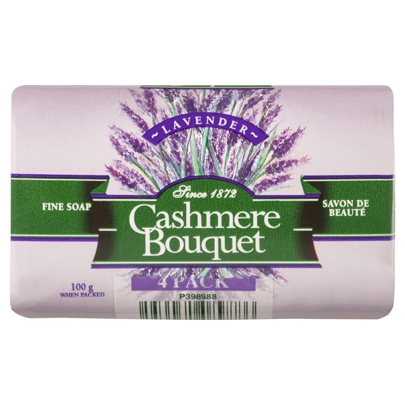 Cashmere Bouquet Lavender Bar Soap, 4 Pack 100g – Gentle Cleansing