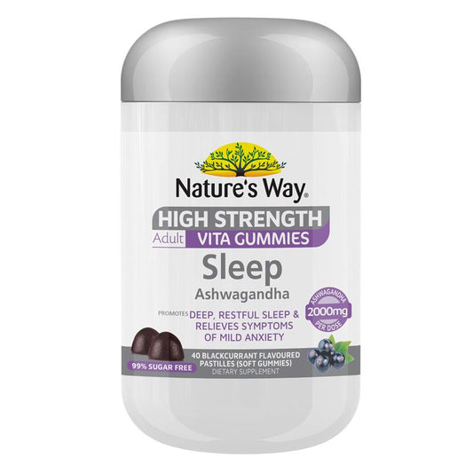 Nature's Way Adult Vita Gummies Sugar Free High Strength Sleep 40 Gummies - Relaxation & Sleep Support - Auzzistore