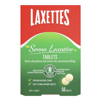 Laxettes with Senna 12mg 50 Tablets - Natural Constipation Relief