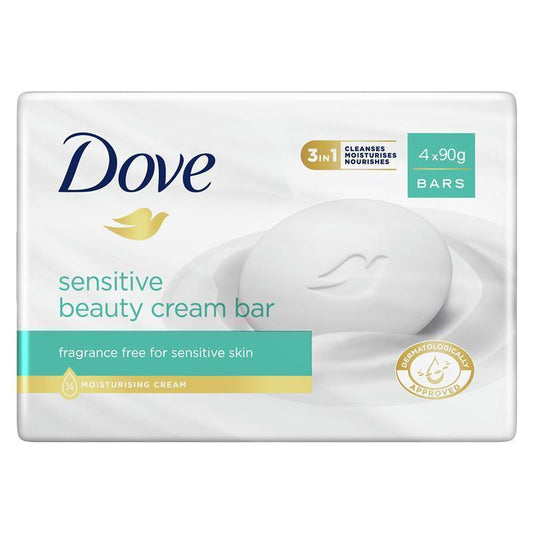 Dove Sensitive Beauty Bar 4x90g – Fragrance-Free, Moisturizing