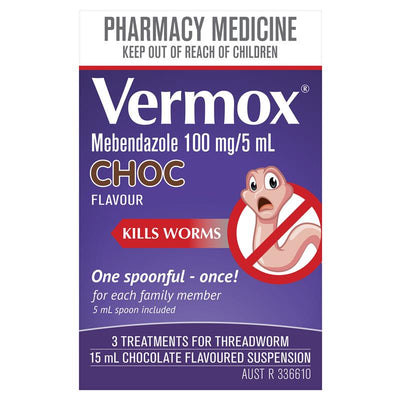 Vermox Chocolate Suspension 15ml - Effective Worm Treatment