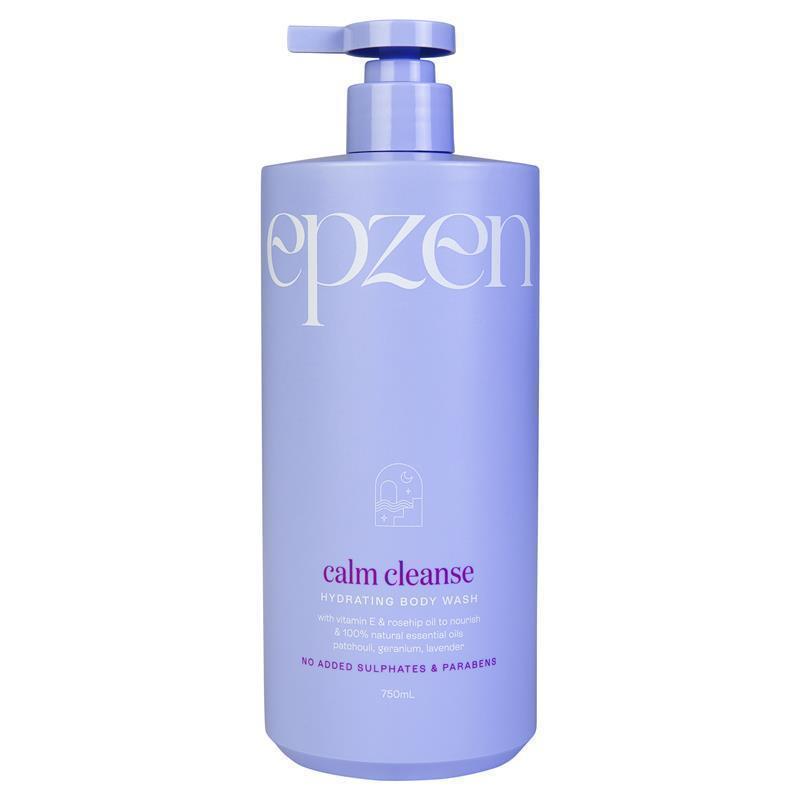 Epzen Calm Cleanse Hydrating Body Wash 750ml with Vitamin E & Rosehip Oil