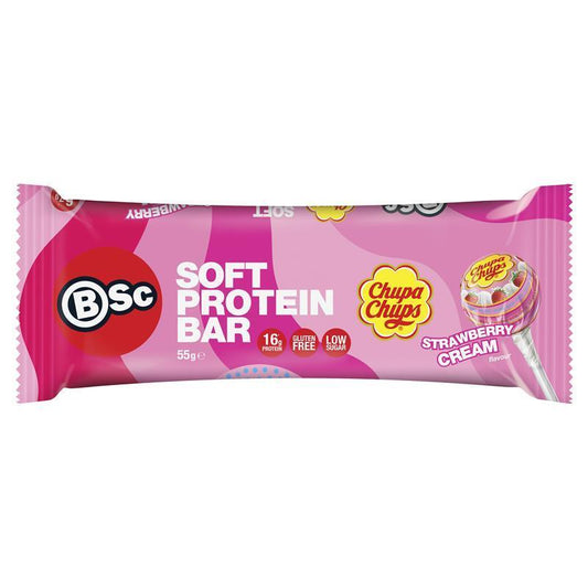 BSc x Chupa Chups Soft Protein Bar - Strawberry Cream (55g)
