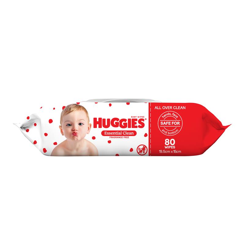 Huggies Essential Clean Baby Wipes - 80 Pack - Auzzi Store