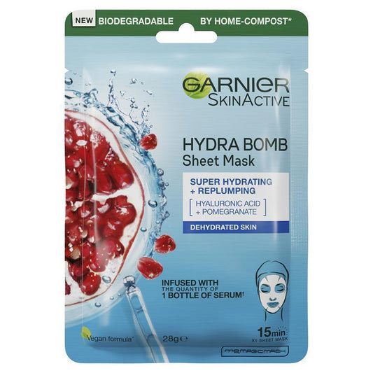 Garnier Hydra Bomb Hyaluronic Acid + Pomegranate Sheet Mask 28g - Intense Hydration - Auzzi Store