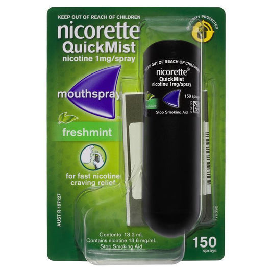 Nicorette Quit Smoking QuickMist Nicotine Mouth Spray Freshmint 150 Pack - Fast Craving Relief-Auzzi Store