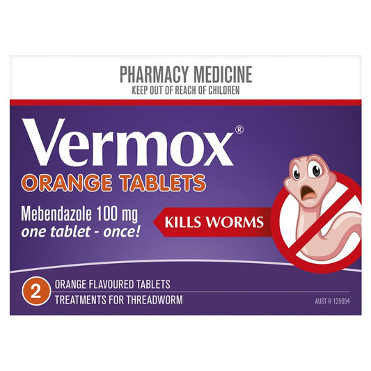 Vermox Worming Treatment - Orange 2 Tablets for Intestinal Health-Auzzi Store