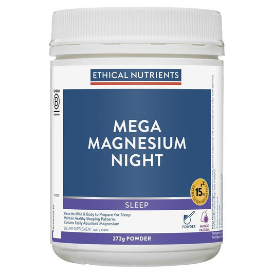 Ethical Nutrients Mega Magnesium Night 272g – Glycinate & Passionflower Sleep Aid - Auzzistore