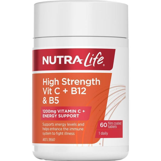Nutra-Life High Strength Vitamin C 1200mg with B12 & B5 – 60 Tablets