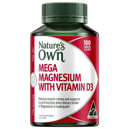 Nature's Own Mega Magnesium With Vitamin D3 100 Tablets - Muscle Support