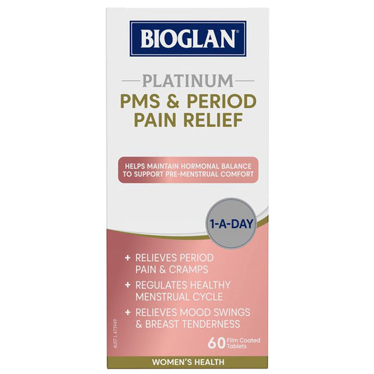 Bioglan Platinum PMS & Period Pain Relief - 60 Tablets for Menstrual Comfort - Auzzistore