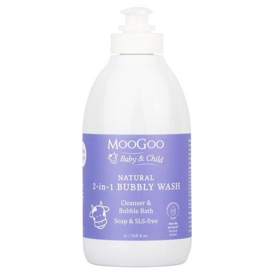 MooGoo Baby & Child 2-in-1 Bubbly Wash 1 Litre - Gentle Natural Cleanser