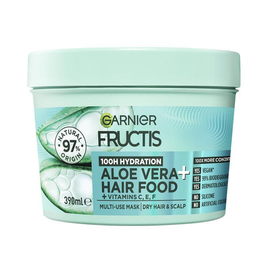 Garnier Fructis Hair Food Hydrating Aloe Vera 3-in-1 Mask Treatment 390ml - Deep Moisture & Nourishment - Auzzi Store