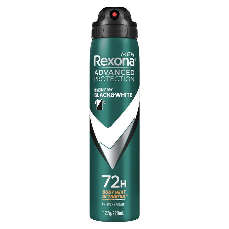 Rexona Men Advanced 72H Invisible Black & White Antiperspirant 220ml