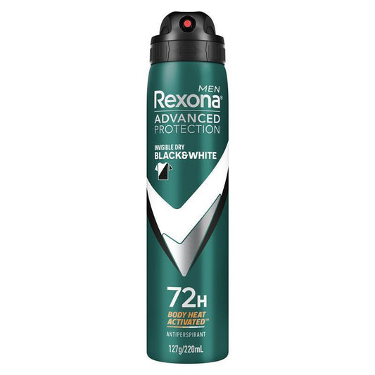 Rexona Men Advanced 72H Invisible Black & White Antiperspirant 220ml