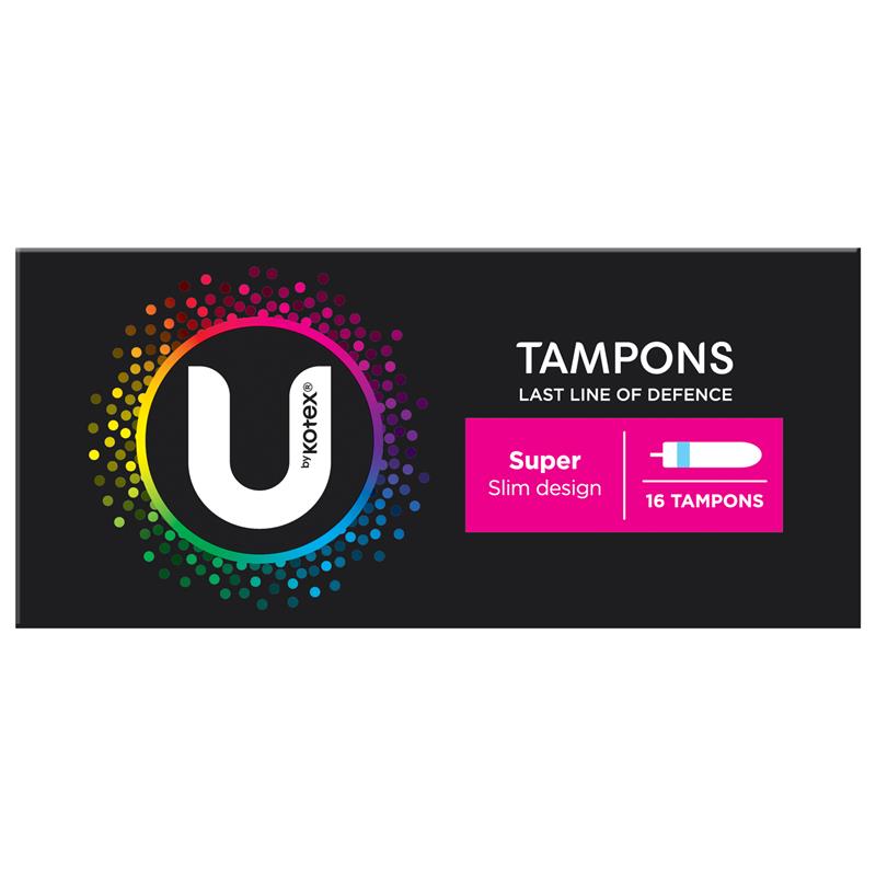 U by Kotex Super Slim Tampons 16-tempons, 14g Absorbency for Heavy Flow