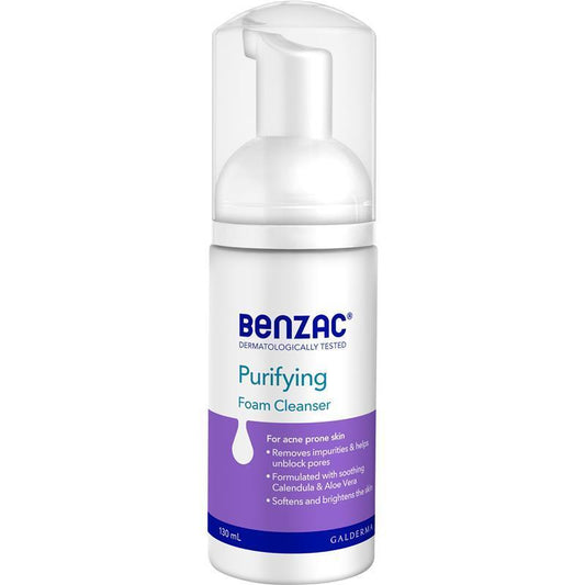 Benzac Purifying Foam Cleanser 130ml - Gentle Acne Control-Auzzi Store