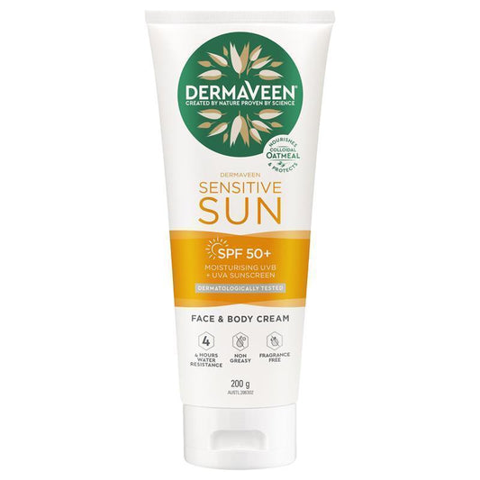 DermaVeen Sensitive Sun SPF 50+ Moisturising Face & Body Cream 200g-Auzzi Store