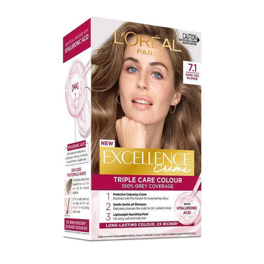 L'Oreal Excellence Creme 7.1 Dark Ash Blonde Hair Colour - 1 Pack - Auzzi Store