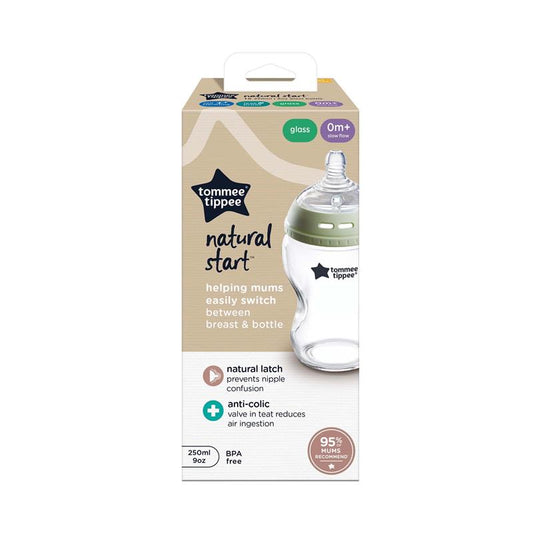 Tommee Tippee Natural Start 250ml Glass Bottle with Slow Teat