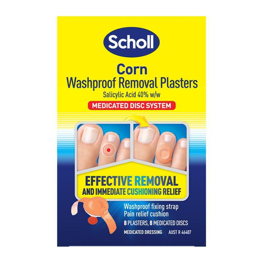 Scholl Washproof Corn Removal Plaster with Medicated Discs, 8-Pack