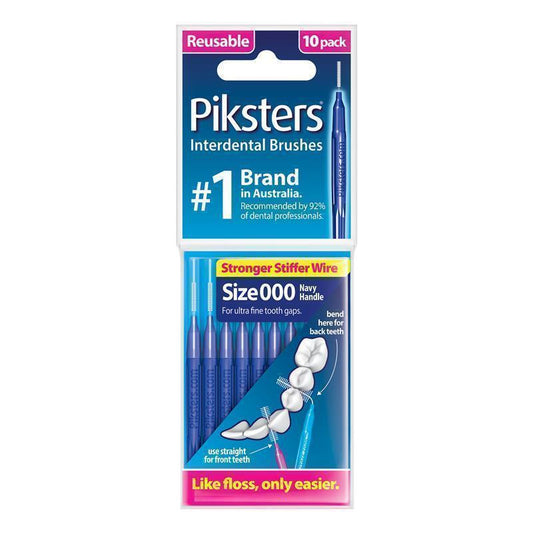 Piksters Interdental Brushes Size 000 Navy Blue - 10 Pack