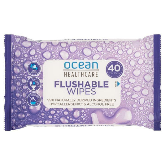 Ocean Healthcare Flushable Wipes 40 Pack - Gentle and Convenient Care