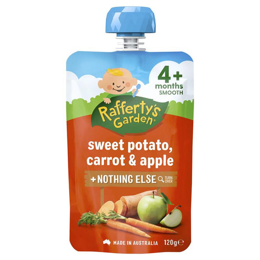 Raffertys Garden 4 Months Sweet Potato, Carrot & Apple Puree - 120g-Auzzi Store