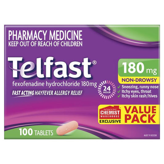 Telfast 180mg - 100 Tablets (Exclusive Size)