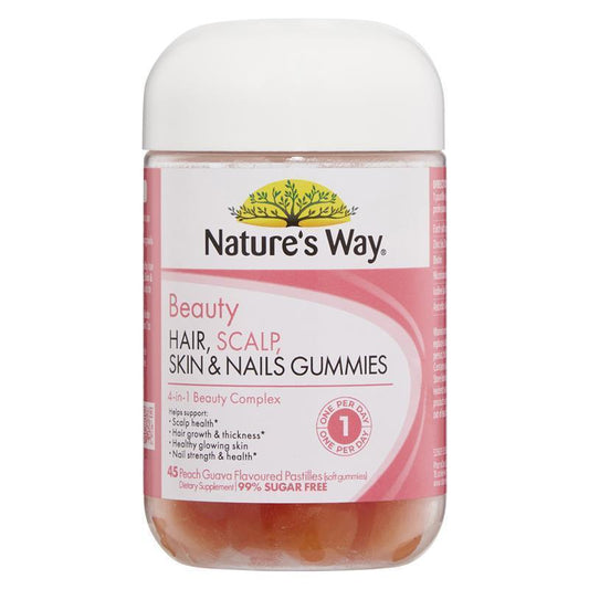 Nature's Way Beauty Hair Scalp Skin & Nails Gummies 45 Pastilles - 4-in-1 Beauty Support