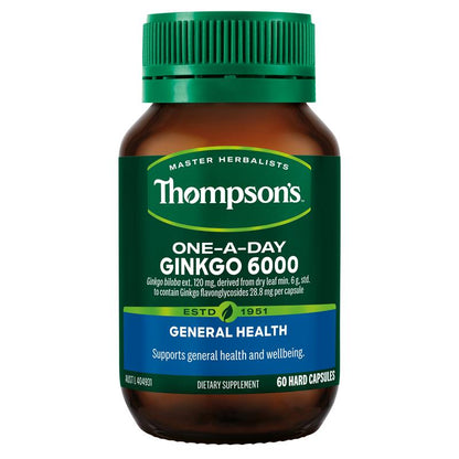 Thompson's One-A-Day Ginkgo 6000mg – 60 Capsules for Cognition