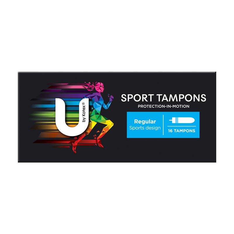 U By Kotex Sport Regular Tampons 16-tempons, 11g Absorbency with Gym Pouch