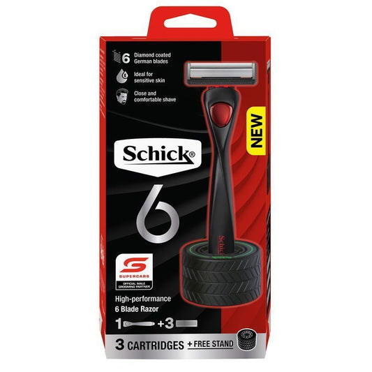Schick Hydro 6 Razor Kit with 3 Refills, Diamond Blades & Trimmer
