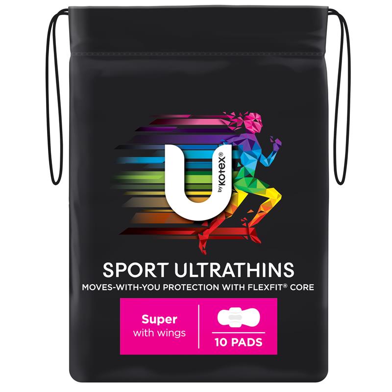U by Kotex Sport Ultrathin Super Absorbent Pads, 10 Pads