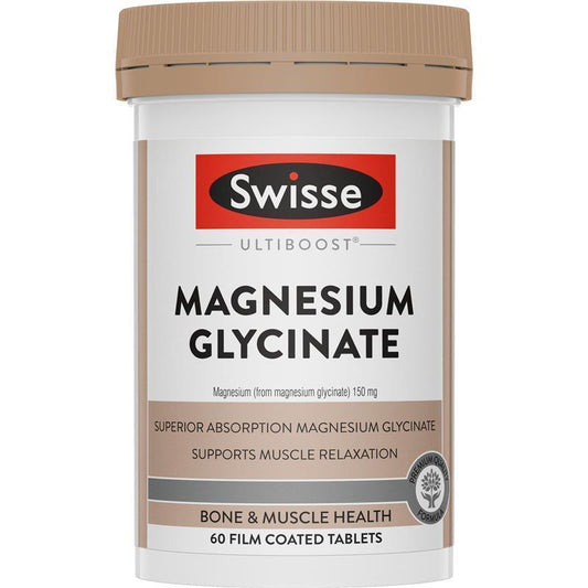 Swisse Ultiboost Magnesium Glycinate 150mg Bioavailable – 60 Vegan Tablets