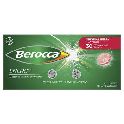 Berocca Energy Original Berry 30 Effervescent Tablets - Energize Your Mind and Body