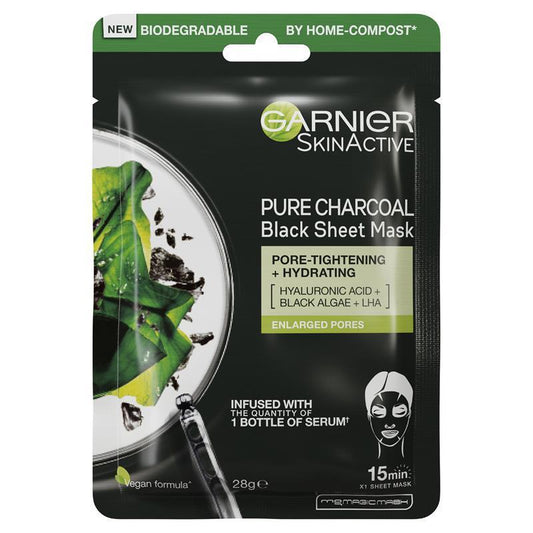 Garnier Pure Charcoal Hyaluronic Acid + Black Algae Sheet Mask - 28g - Auzzi Store