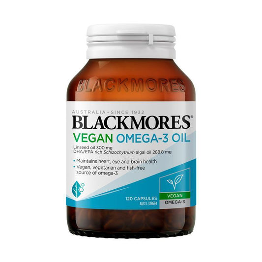 Blackmores Vegan Omega-3 Capsules - 120 Fish-Free DHA EPA Supplement