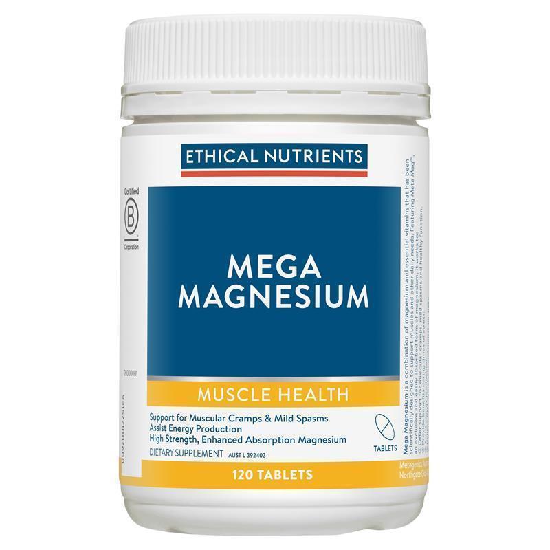 Ethical Nutrients Mega Magnesium 120 Tablets - Muscle Relief & PMS Support-Auzzi Store