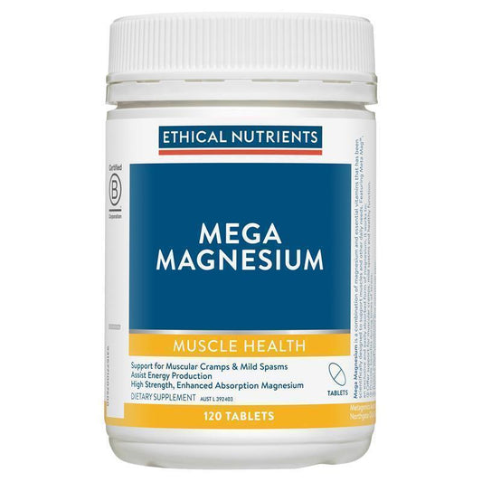 Ethical Nutrients Mega Magnesium 120 Tablets - Muscle Relief & PMS Support-Auzzi Store