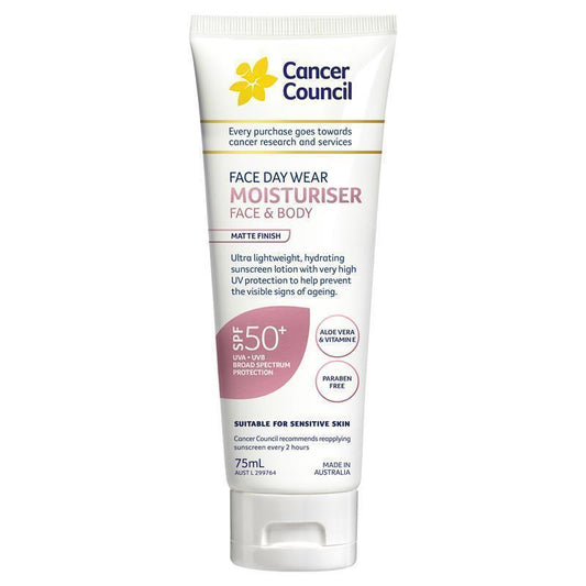 Cancer Council SPF 50+ Day Wear Face Matte Invisible 75ml Tube - Lightweight Hydration for Daily Use - Auzzi Store