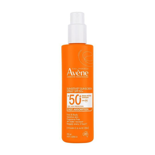 Avene Sunsitive Sunscreen Spray SPF 50+ 200ml - Broad Spectrum Protection