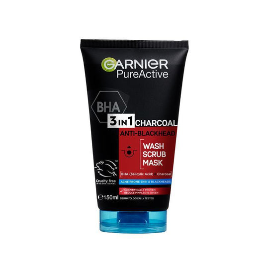 Garnier Pure Active Intensive Charcoal 3-in-1 Wash 150ml - Cleanse, Scrub, Mask-Auzzi Store
