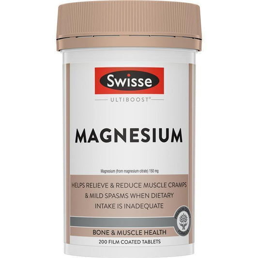Swisse Ultiboost Magnesium 150mg - 200 Vegan Tablets for Muscle Support & Energy