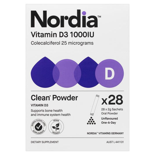 Nordia Vitamin D3 1000IU Unflavoured Powder - 28 Sachets for Bone Health - Auzzistore