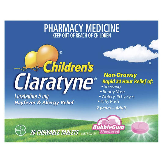 Children's Claratyne Allergy Relief - Bubblegum Chewable Tablets 30 Pack-Auzzi Store